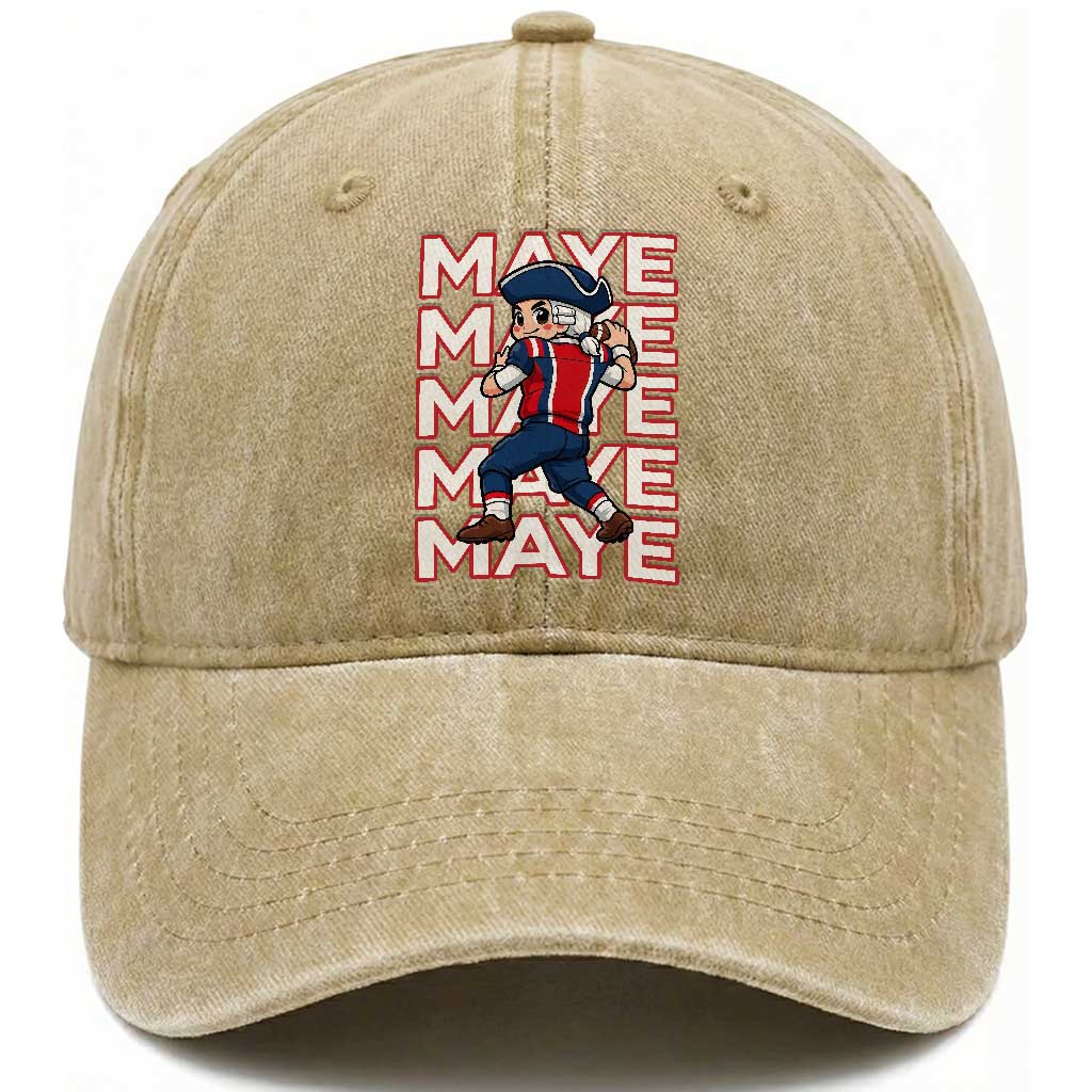 Funny NE Football Fan Gift Washed Cotton Baseball Cap Maye Lover TS12 Print Your Wear
