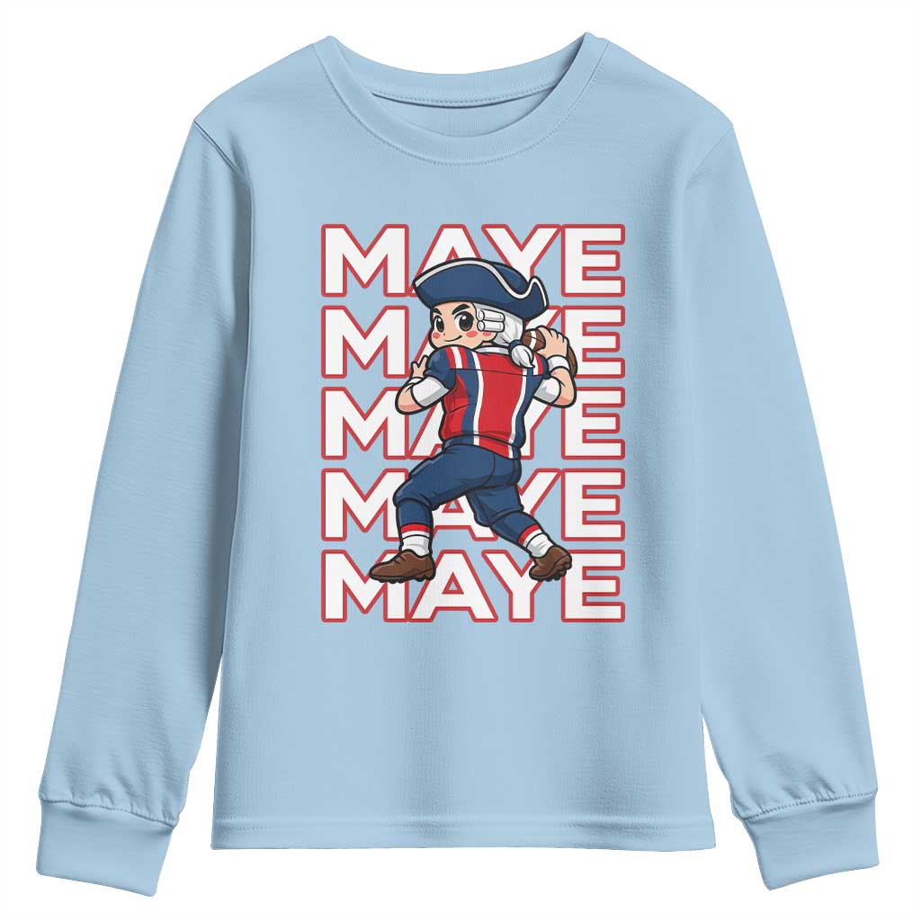 Funny NE Football Fan Gift Youth Sweatshirt Maye Lover TS12 Light Blue Print Your Wear