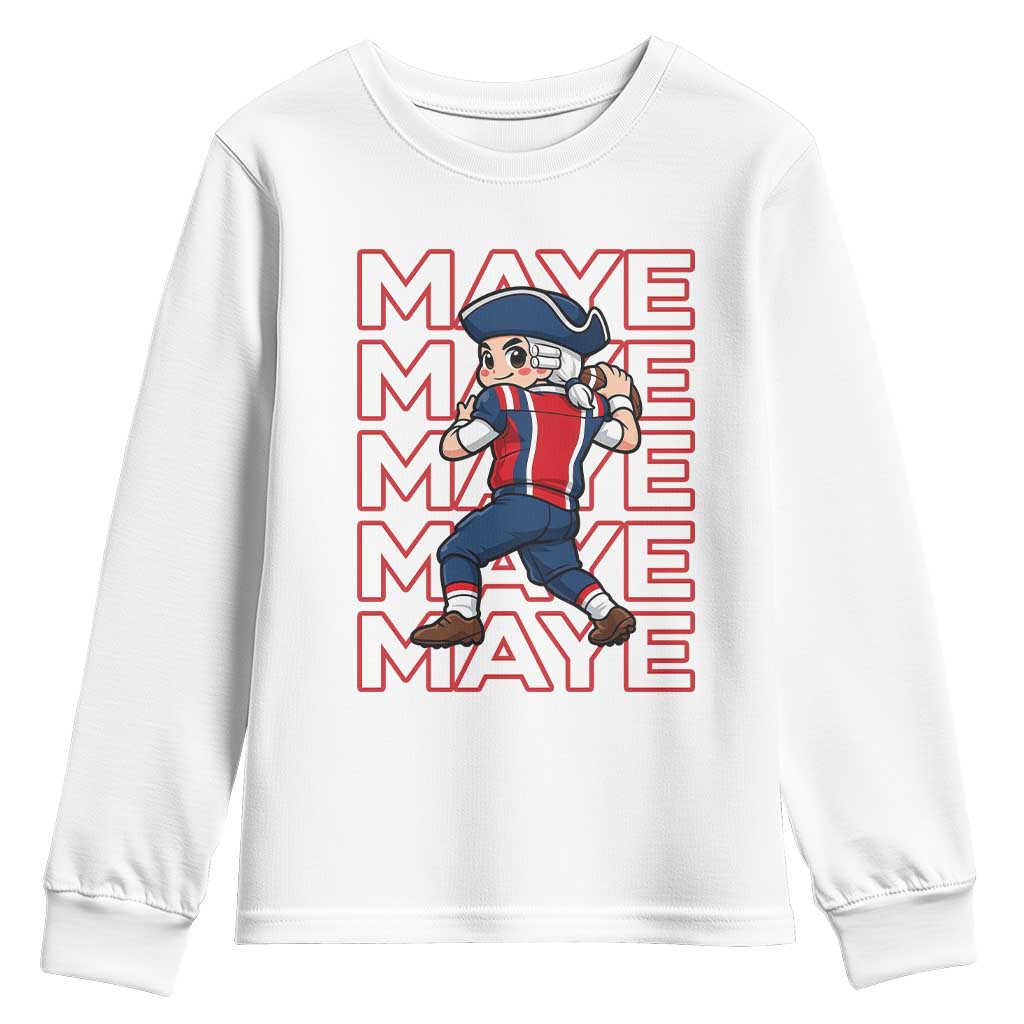 Funny NE Football Fan Gift Youth Sweatshirt Maye Lover TS12 White Print Your Wear