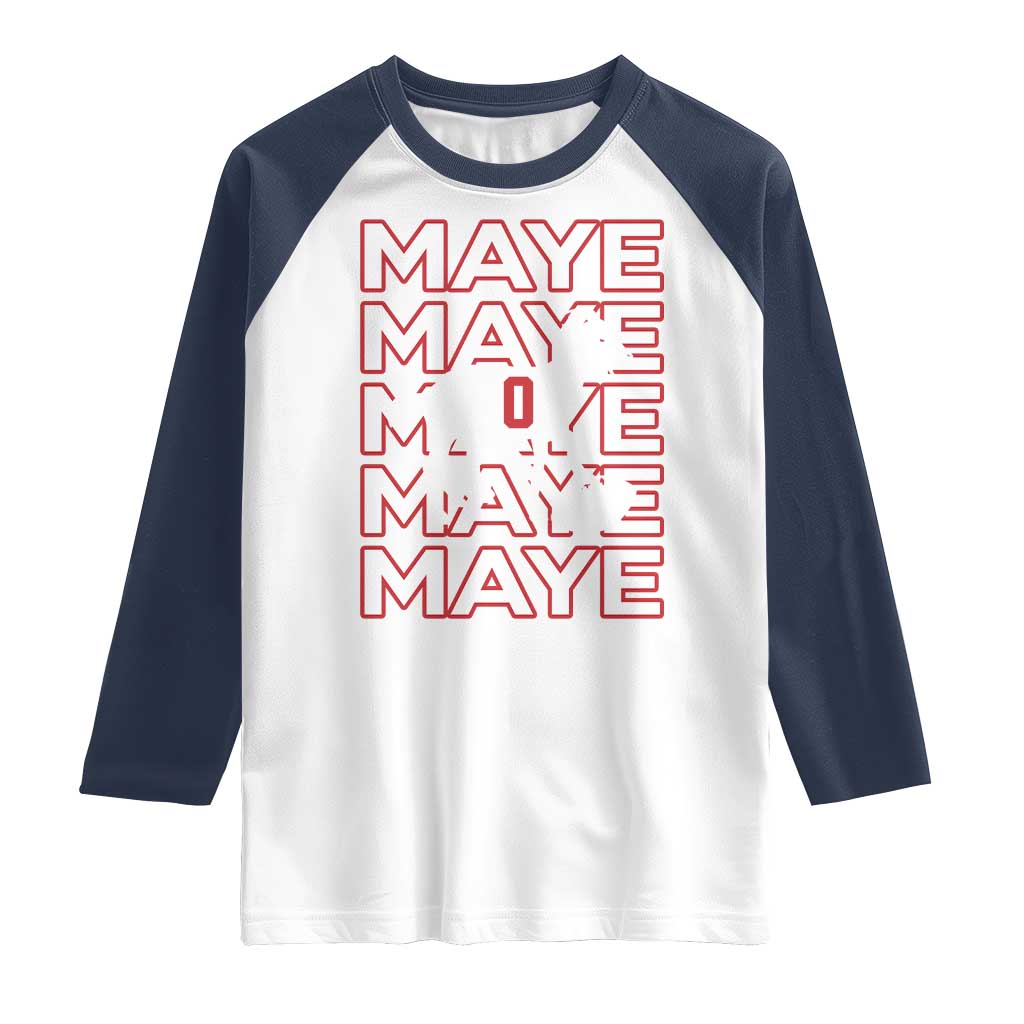 The GOAT Maye Raglan Shirt NE Quarterback Fan Gift TS12 White Navy Print Your Wear