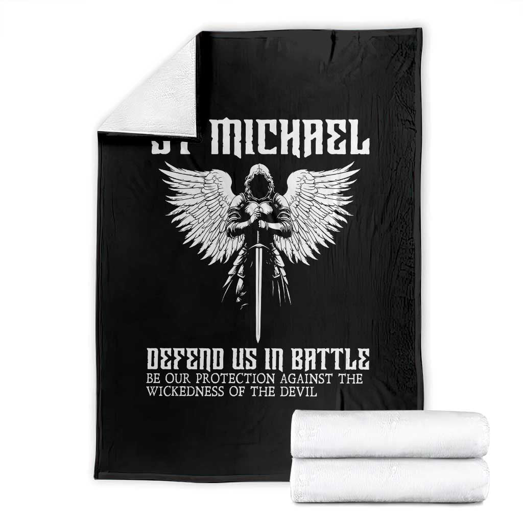 Saint Michael Defend Us In Battle Throw Blanket Christian Faith Gift TS12 Black Print Your Wear