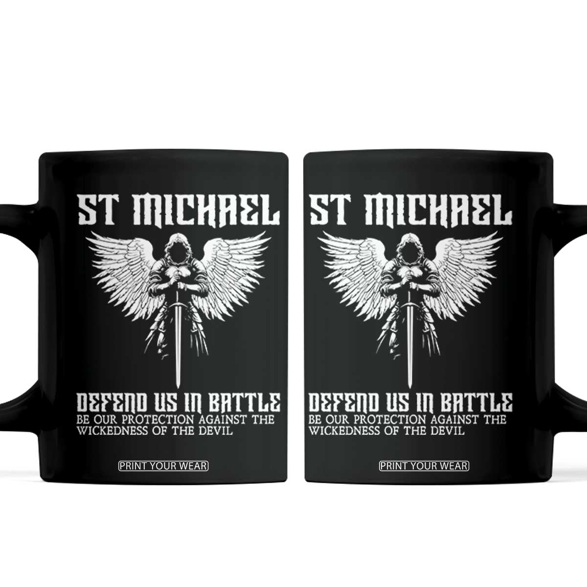 Saint Michael Defend Us In Battle Coffee Mug Christian Faith Gift TS12 Black Print Your Wear