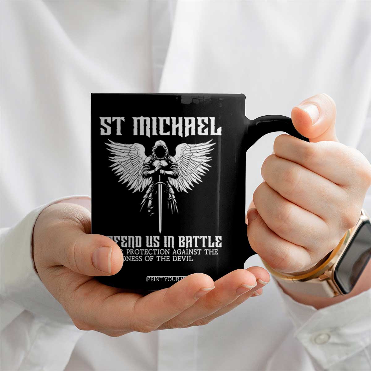 Saint Michael Defend Us In Battle Coffee Mug Christian Faith Gift TS12 Print Your Wear
