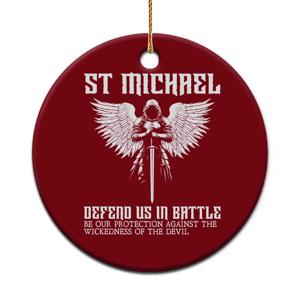 Saint Michael Defend Us In Battle Ceramic Ornament Christian Faith Gift TS12 1pc Red Print Your Wear