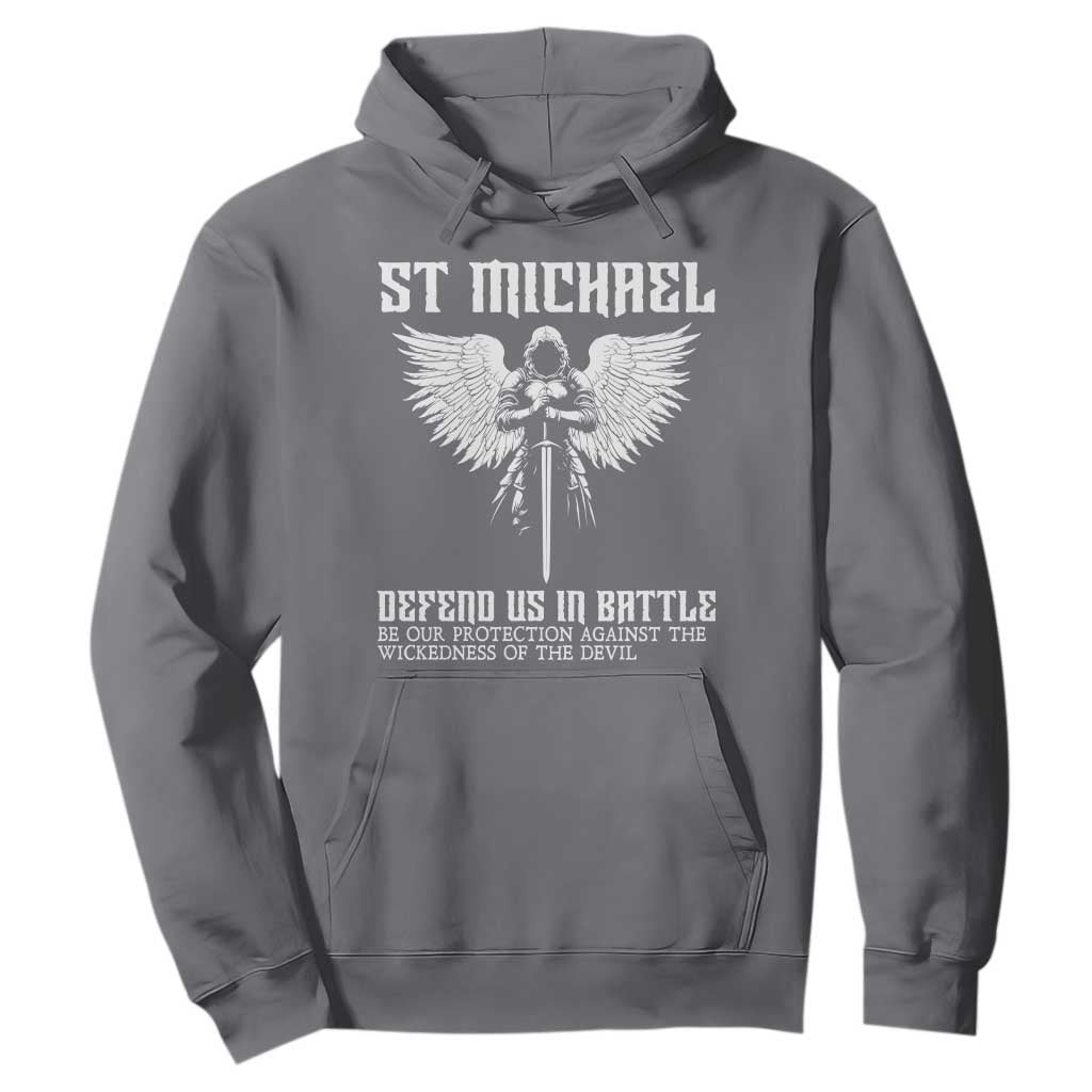 Saint Michael Defend Us In Battle Hoodie Christian Faith Gift TS12 Charcoal Print Your Wear