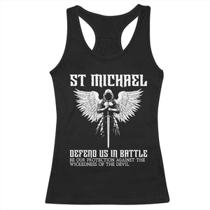 Saint Michael Defend Us In Battle Racerback Tank Top Christian Faith Gift TS12 Black Print Your Wear
