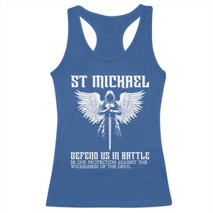 Saint Michael Defend Us In Battle Racerback Tank Top Christian Faith Gift TS12 Royal Blue Print Your Wear