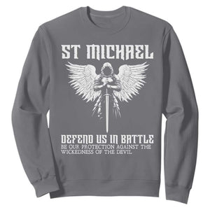 Saint Michael Defend Us In Battle Sweatshirt Christian Faith Gift TS12 Charcoal Print Your Wear