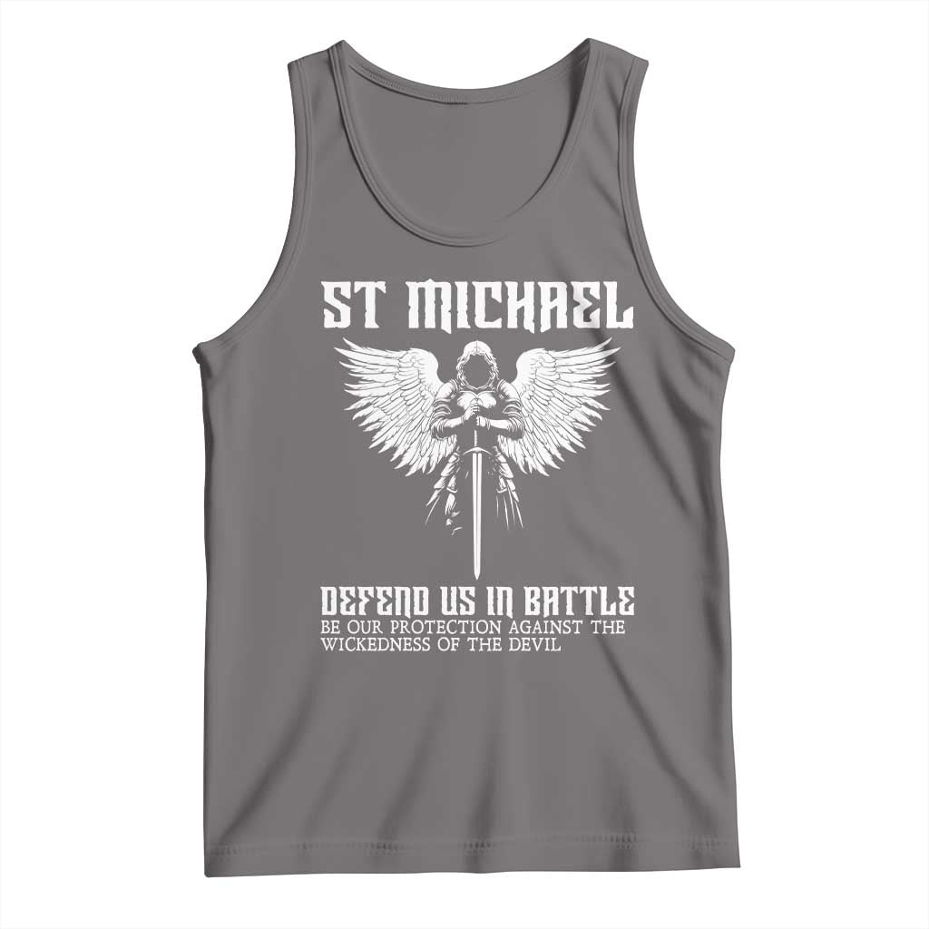 Saint Michael Defend Us In Battle Tank Top Christian Faith Gift TS12 Deep Heather Print Your Wear