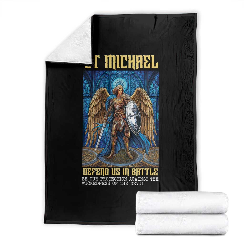 Saint Michael Prayer Defend Us In Battle Throw Blanket Religious Gift TS12 Black Print Your Wear
