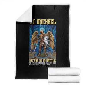 Saint Michael Prayer Defend Us In Battle Throw Blanket Religious Gift TS12 Black Print Your Wear