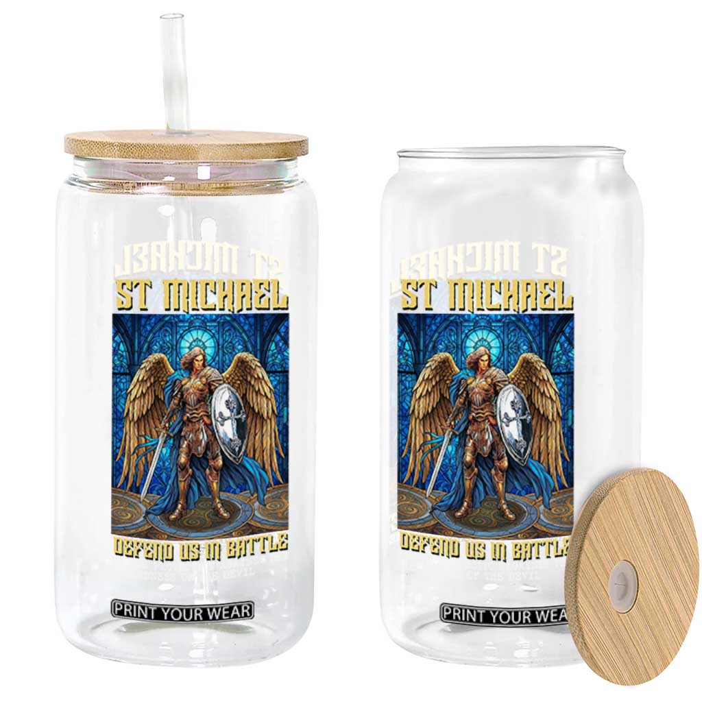 Saint Michael Prayer Defend Us In Battle Glass Can Religious Gift TS12 Print Your Wear