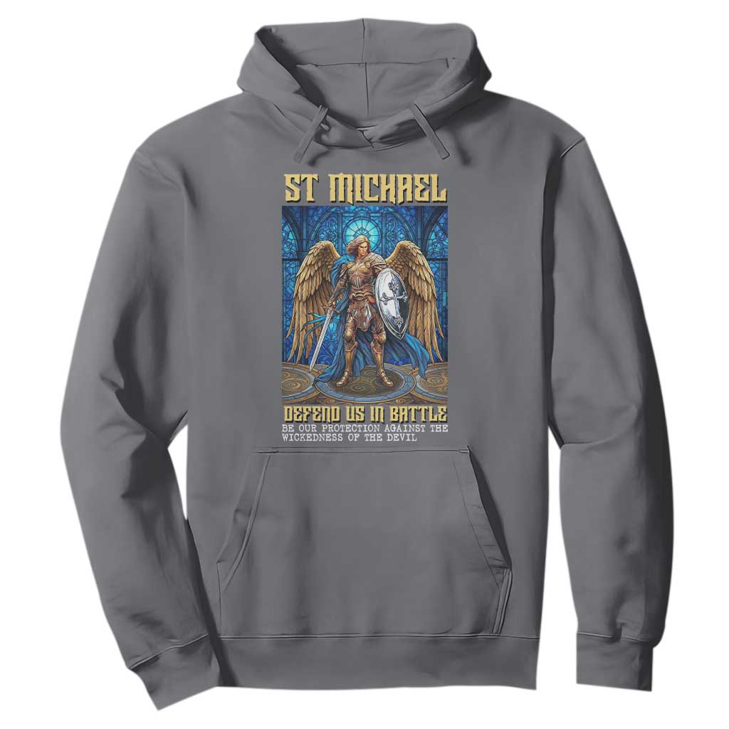 Saint Michael Prayer Defend Us In Battle Hoodie Religious Gift TS12 Charcoal Print Your Wear