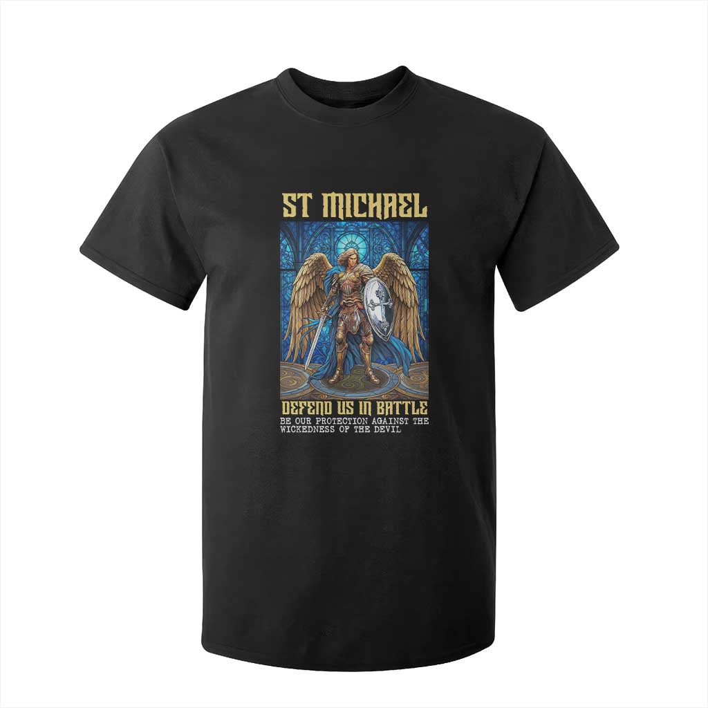 Saint Michael Prayer Defend Us In Battle T Shirt For Kid Religious Gift TS12 Black Print Your Wear