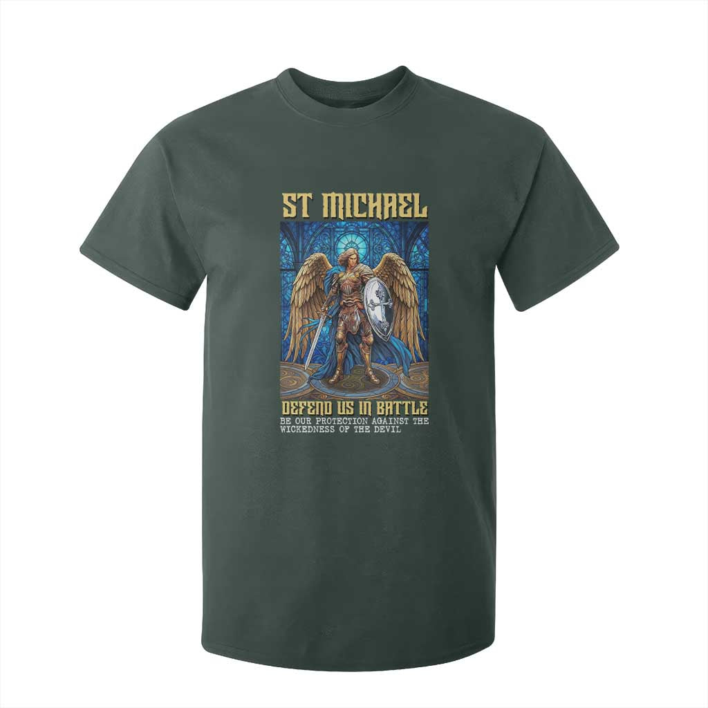 Saint Michael Prayer Defend Us In Battle T Shirt For Kid Religious Gift TS12 Dark Forest Green Print Your Wear