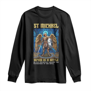 Saint Michael Prayer Defend Us In Battle Long Sleeve Shirt Religious Gift TS12 Black Print Your Wear