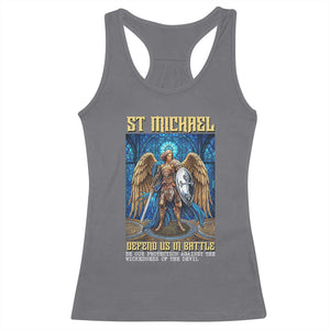 Saint Michael Prayer Defend Us In Battle Racerback Tank Top Religious Gift TS12 Charcoal Print Your Wear