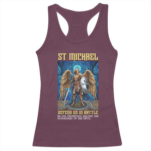 Saint Michael Prayer Defend Us In Battle Racerback Tank Top Religious Gift TS12 Maroon Print Your Wear