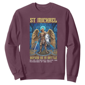 Saint Michael Prayer Defend Us In Battle Sweatshirt Religious Gift TS12 Maroon Print Your Wear