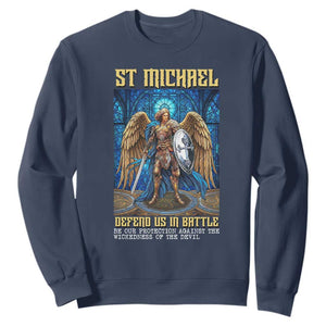 Saint Michael Prayer Defend Us In Battle Sweatshirt Religious Gift TS12 Navy Print Your Wear