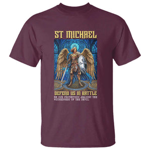 Saint Michael Prayer Defend Us In Battle T Shirt Religious Gift TS12 Maroon Print Your Wear