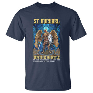 Saint Michael Prayer Defend Us In Battle T Shirt Religious Gift TS12 Navy Print Your Wear