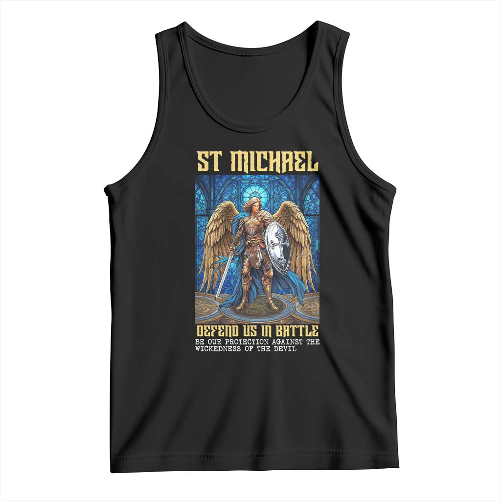 Saint Michael Prayer Defend Us In Battle Tank Top Religious Gift TS12 Black Print Your Wear
