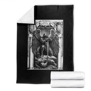 Saint Michael The Archangel Defeating Satan Throw Blanket Christian Faith Gift TS12 Black Print Your Wear