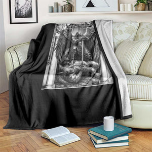 Saint Michael The Archangel Defeating Satan Throw Blanket Christian Faith Gift TS12 Print Your Wear