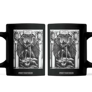 Saint Michael The Archangel Defeating Satan Coffee Mug Christian Faith Gift TS12 Black Print Your Wear