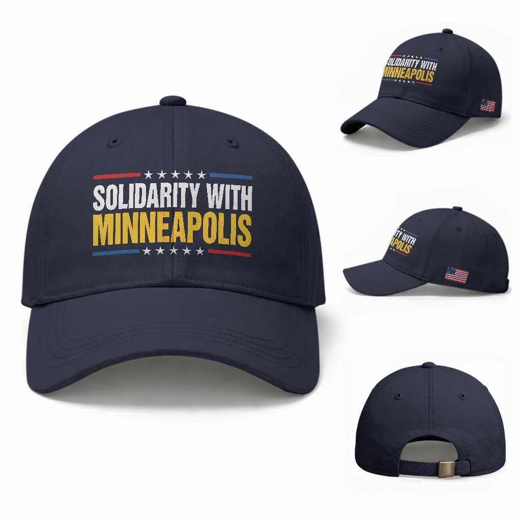 Solidarity With Minneapolis Baseball Cap Minnesota Community Support Gift TS12 Baseball Cap Universal Fit Navy Print Your Wear