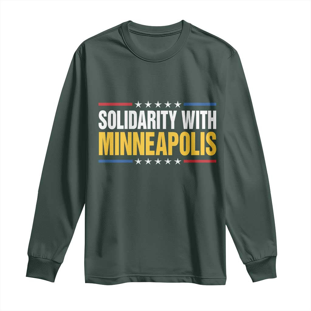 Solidarity With Minneapolis Long Sleeve Shirt Minnesota Community Support Gift TS12 Dark Forest Green Print Your Wear