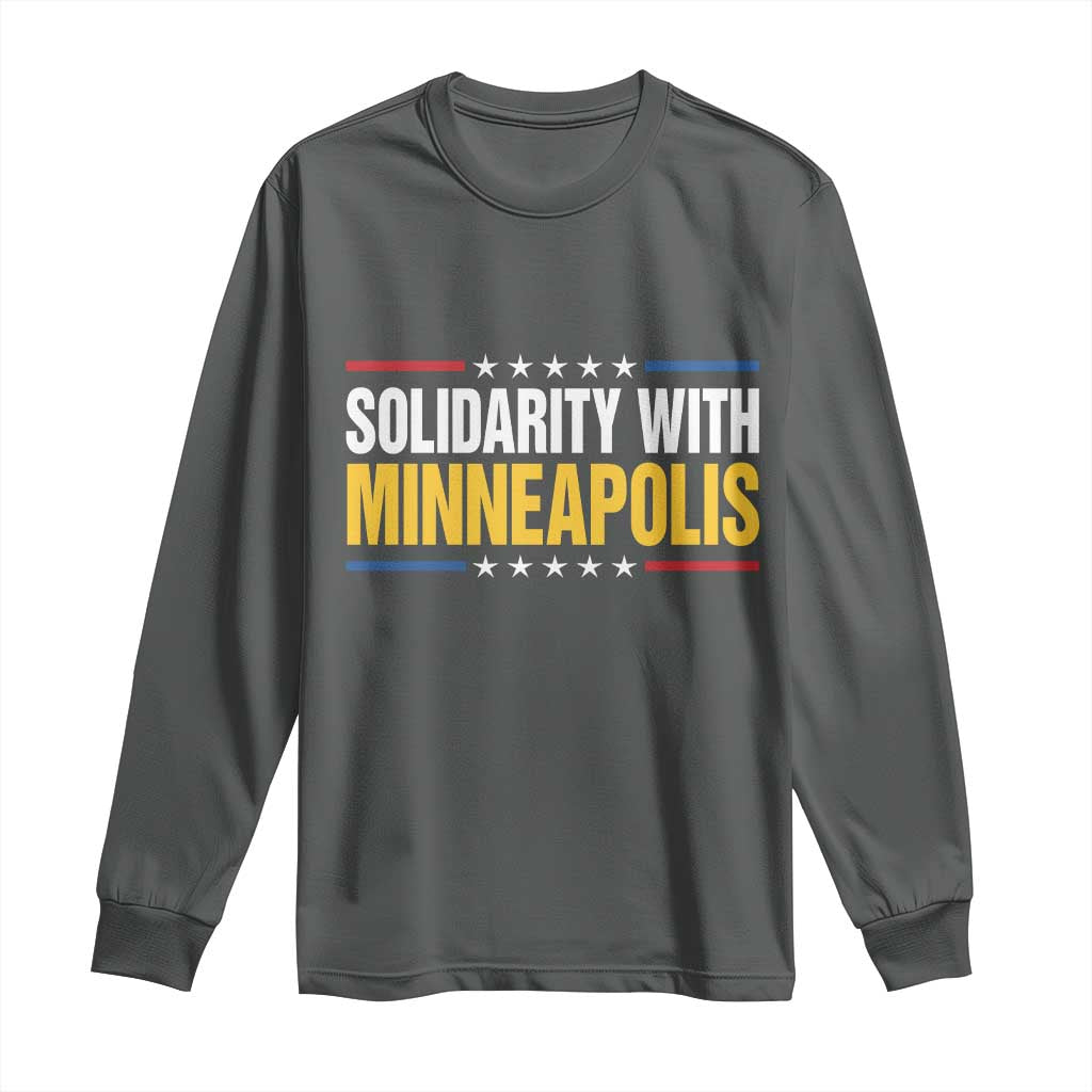 Solidarity With Minneapolis Long Sleeve Shirt Minnesota Community Support Gift TS12 Dark Heather Print Your Wear