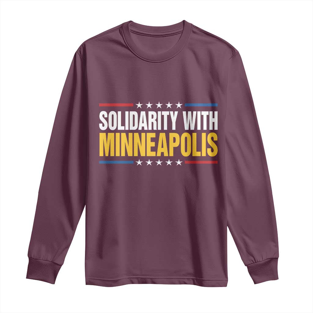 Solidarity With Minneapolis Long Sleeve Shirt Minnesota Community Support Gift TS12 Maroon Print Your Wear