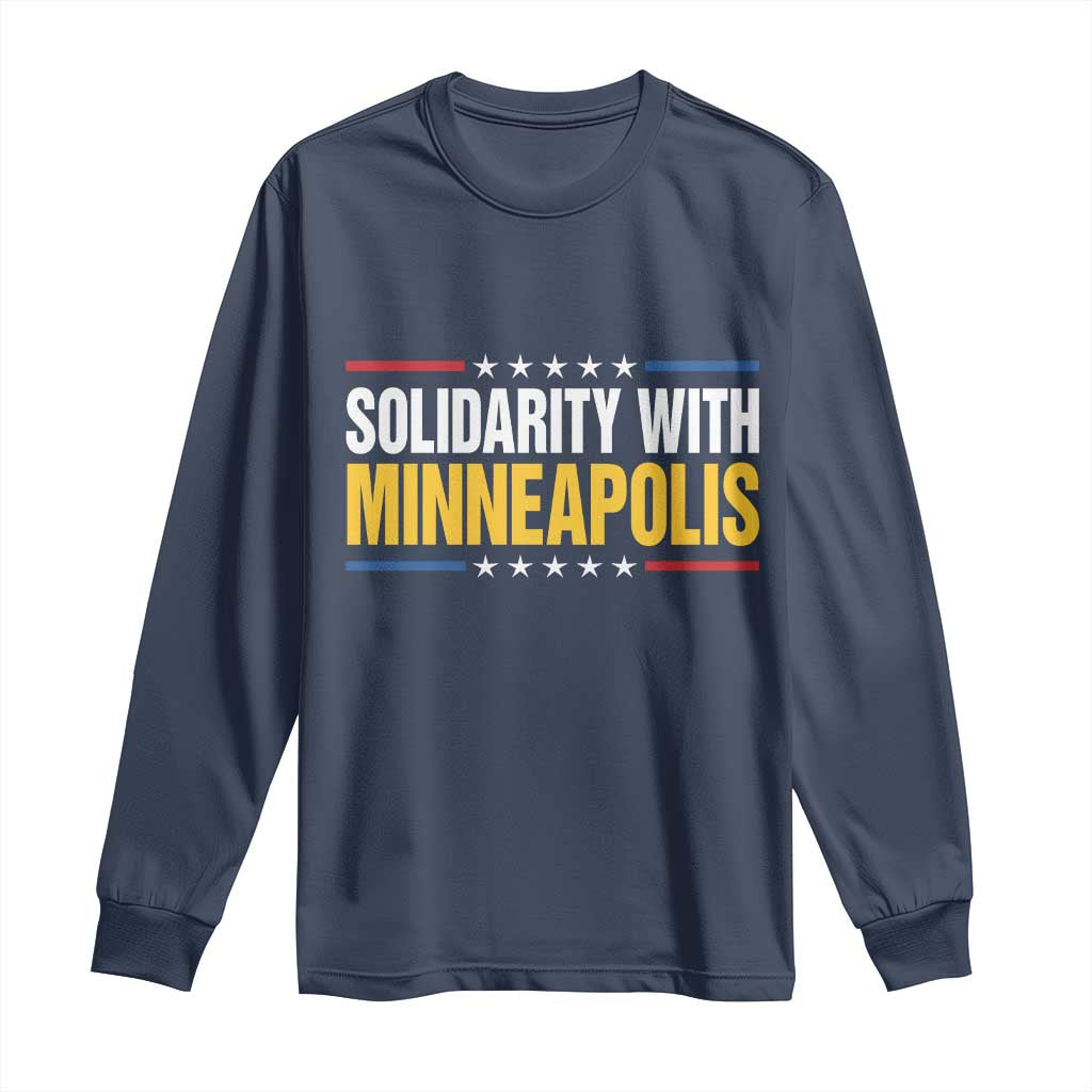 Solidarity With Minneapolis Long Sleeve Shirt Minnesota Community Support Gift TS12 Navy Print Your Wear