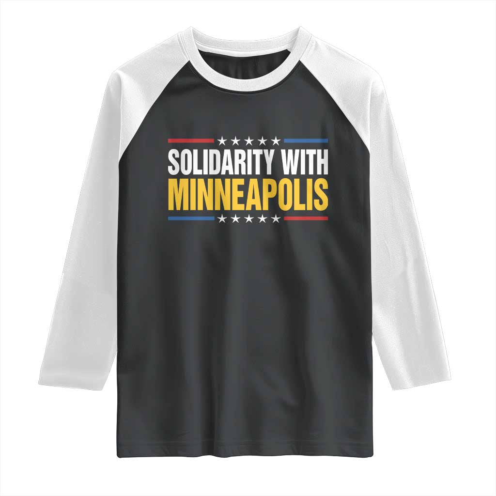 Solidarity With Minneapolis Raglan Shirt Minnesota Community Support Gift TS12 Black White Print Your Wear