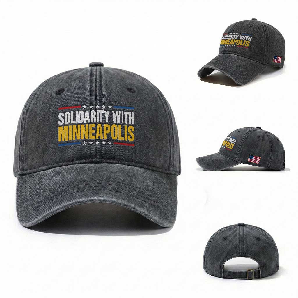 Solidarity With Minneapolis Washed Cotton Baseball Cap Minnesota Community Support Gift TS12 Washed Cap Universal Fit Dark Gray Print Your Wear