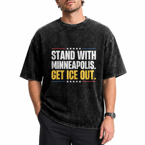 Stand With Minneapolis Washed Cotton T-Shirt Minnesota Community Support Gift