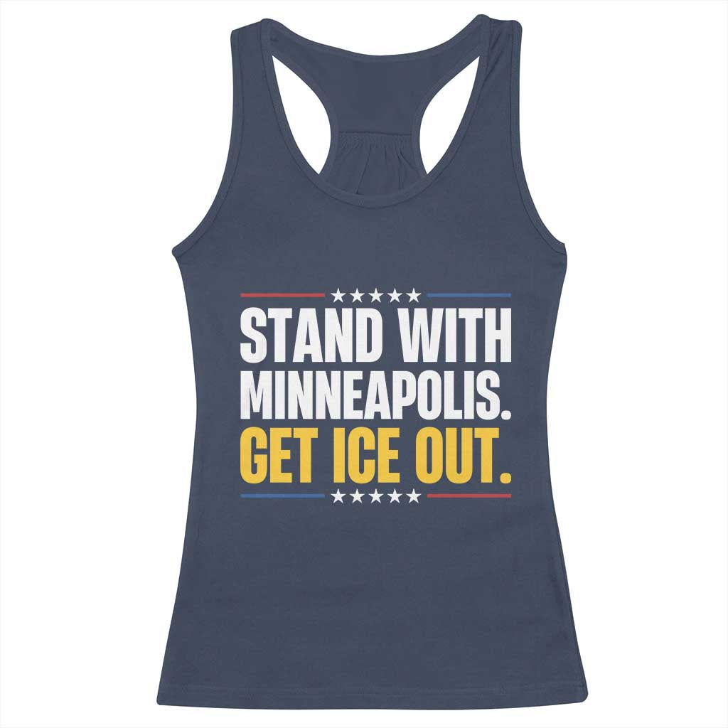 Stand With Minneapolis Racerback Tank Top Minnesota Community Support Gift TS12 Navy Print Your Wear
