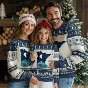 Ice Out Of Minneapolis Ugly Christmas Sweater Minnesota Community Support Gift TS12 Beige Navy Print Your Wear