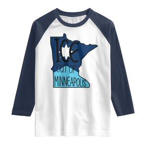 Ice Out Of Minneapolis Raglan Shirt Minnesota Community Support Gift TS12 White Navy Print Your Wear