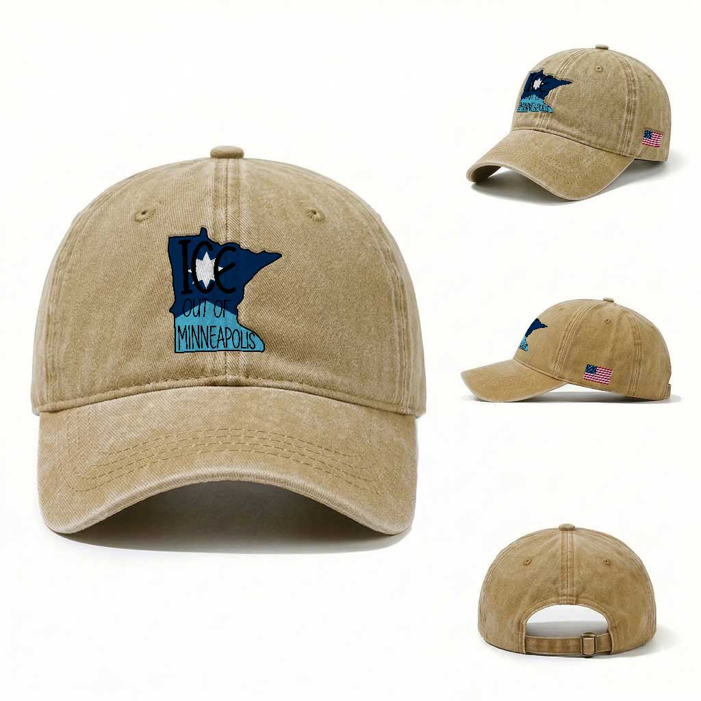 Ice Out Of Minneapolis Washed Cotton Baseball Cap Minnesota Community Support Gift TS12 Washed Cap Universal Fit Khaki Print Your Wear