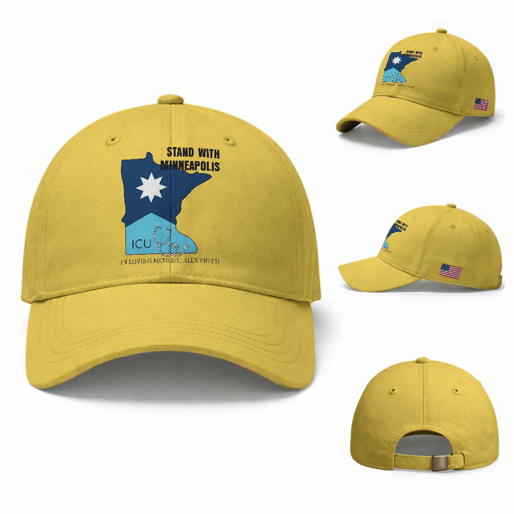 Stand With Minneapolis Baseball Cap In Loving Memory Of Alex TS12 Baseball Cap Universal Fit Yellow Print Your Wear
