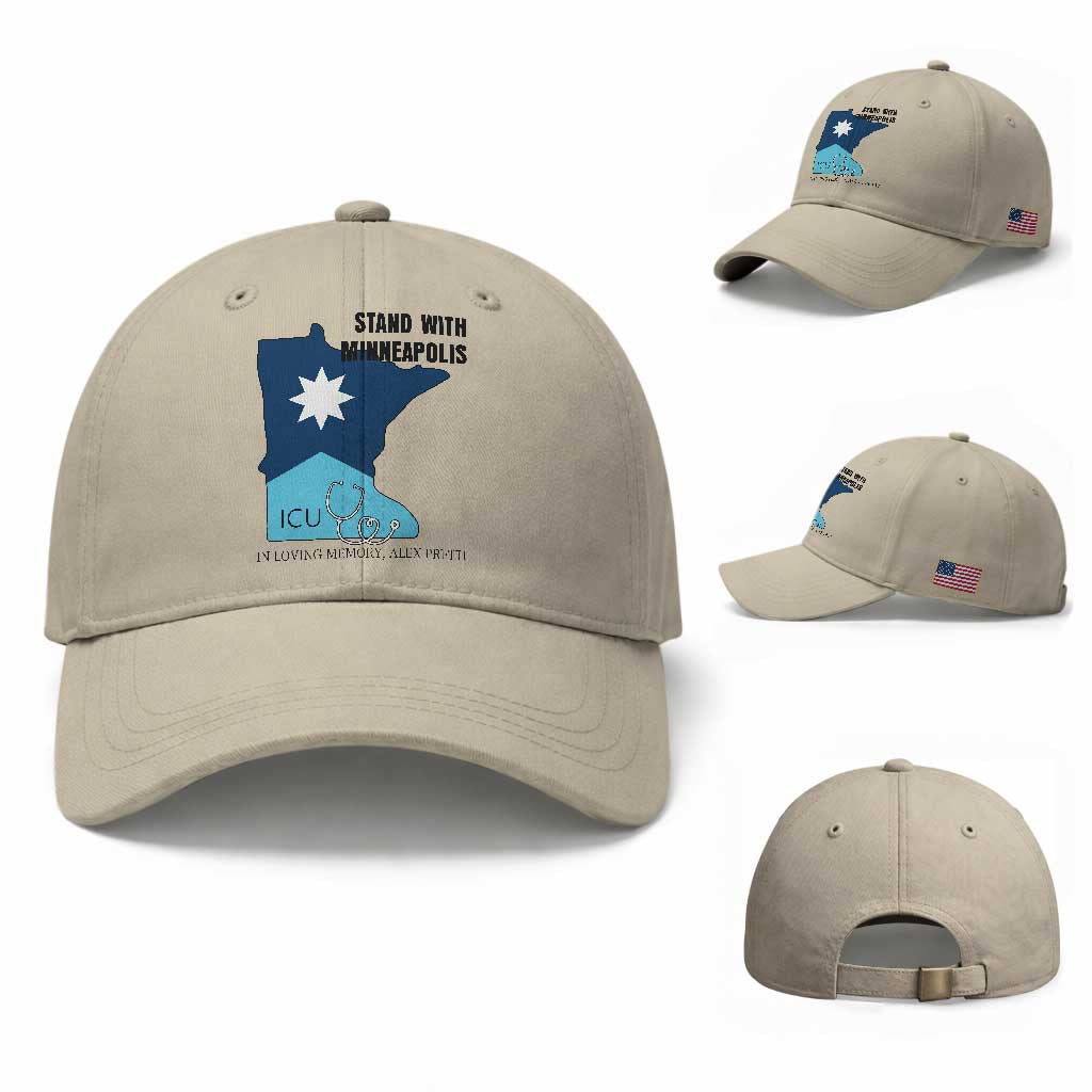 Stand With Minneapolis Baseball Cap In Loving Memory Of Alex TS12 Baseball Cap Universal Fit Beige Print Your Wear