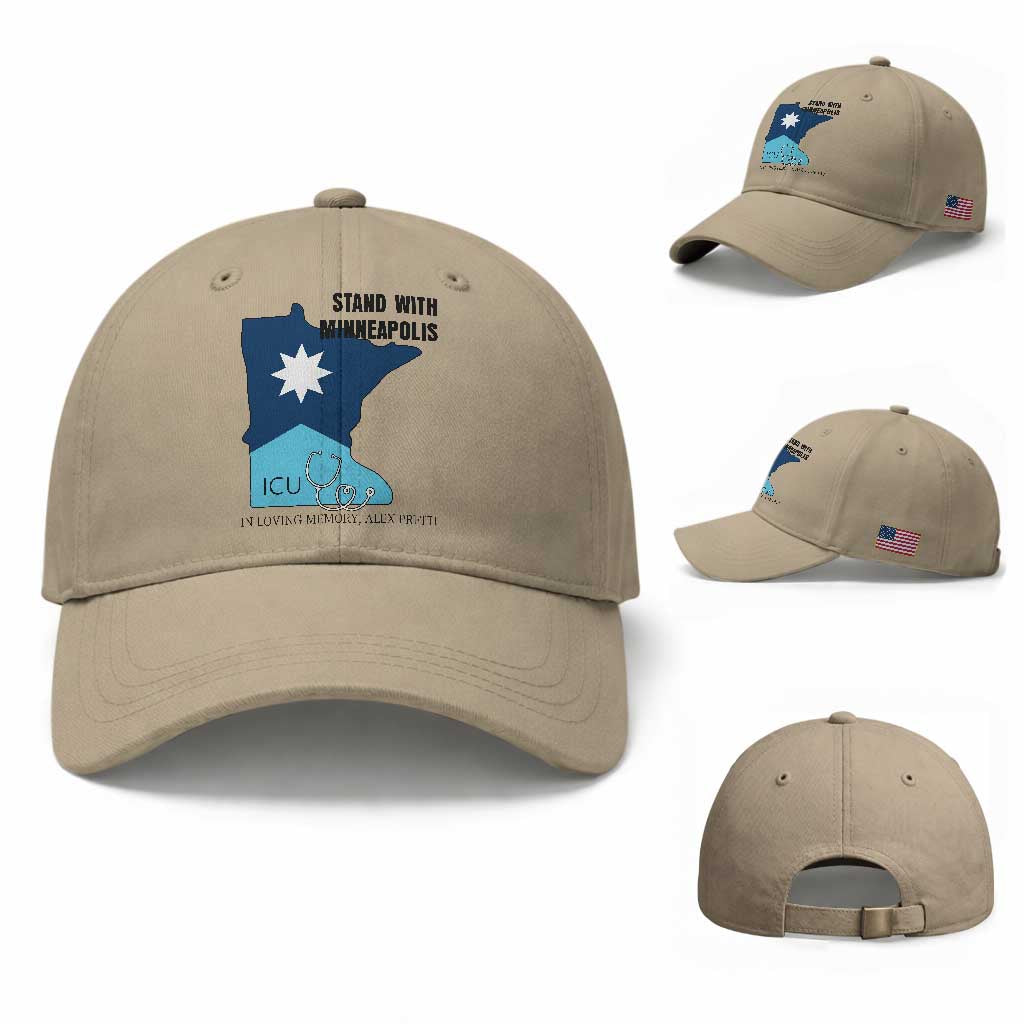 Stand With Minneapolis Baseball Cap In Loving Memory Of Alex TS12 Baseball Cap Universal Fit Khaki Print Your Wear