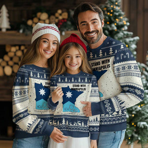 Stand With Minneapolis Ugly Christmas Sweater In Loving Memory Of Alex TS12 Beige Navy Print Your Wear