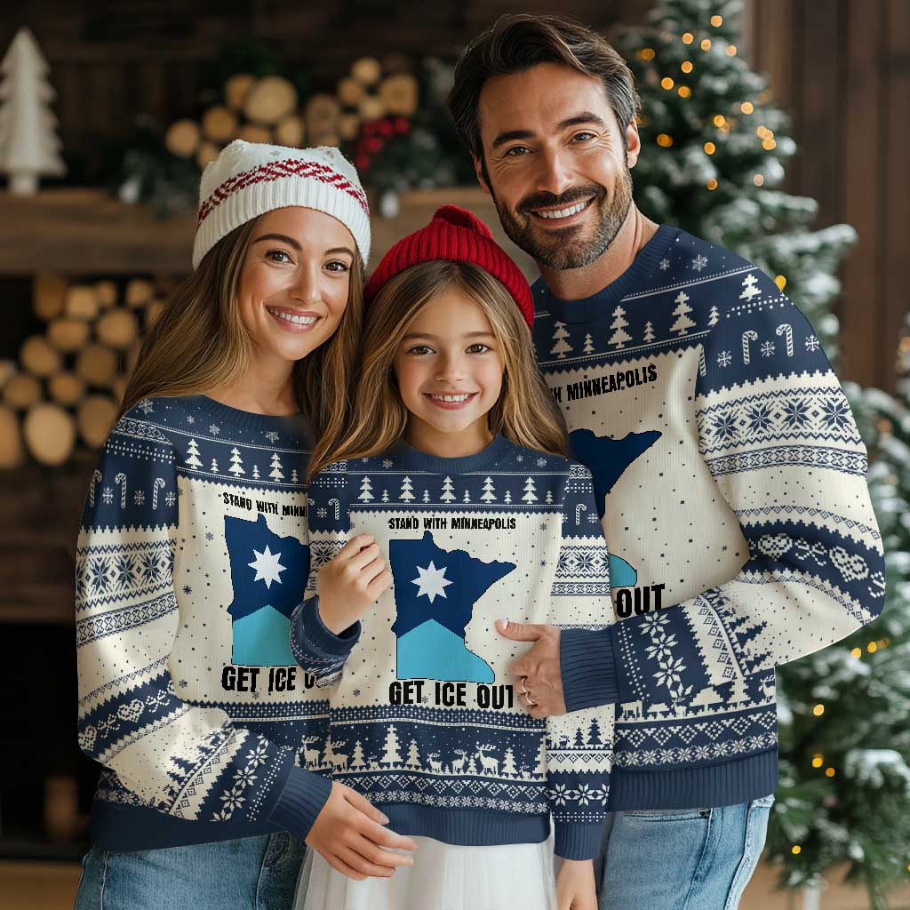 Stand With Minneapolis Ugly Christmas Sweater Social Justice Support TS12 Beige Navy Print Your Wear