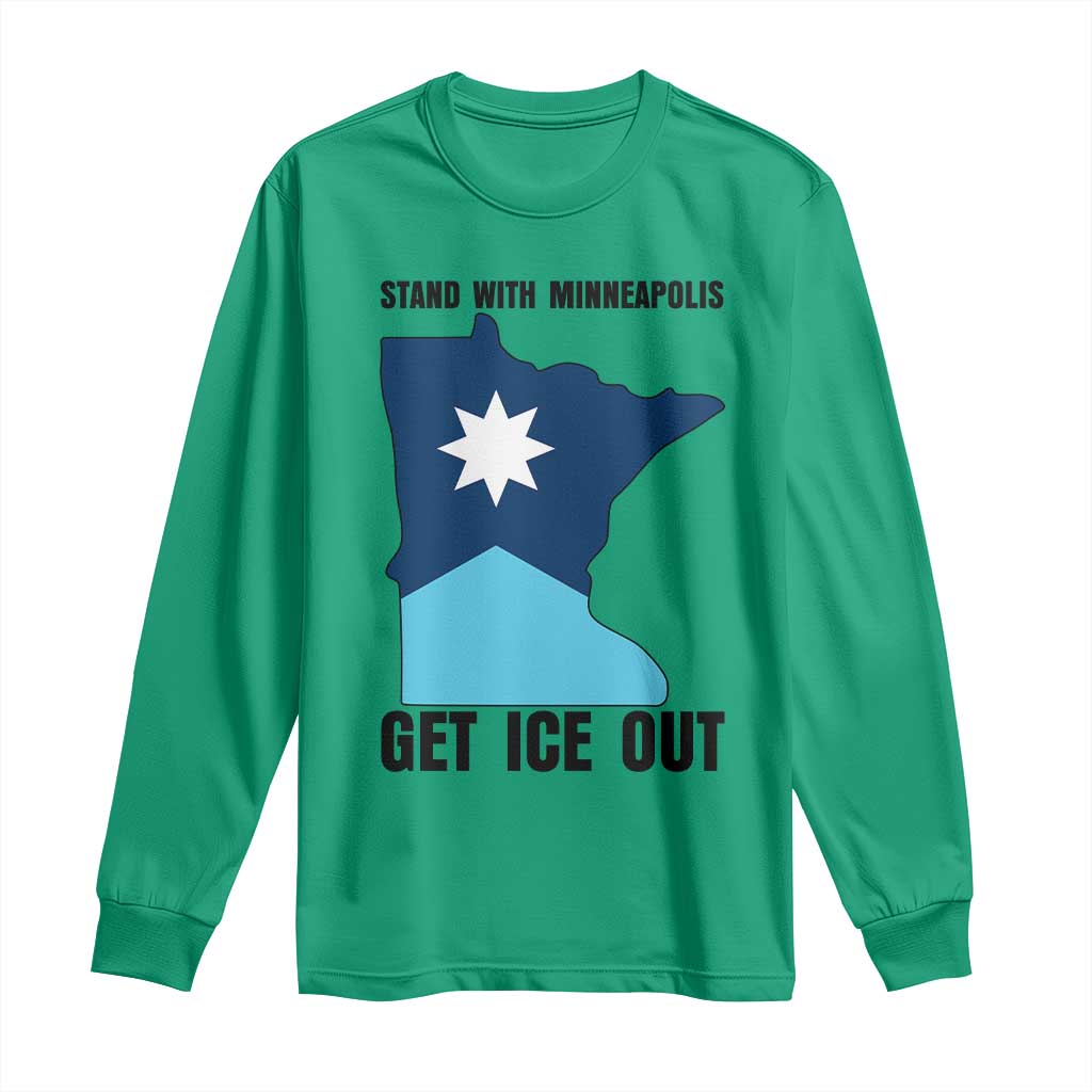 Stand With Minneapolis Long Sleeve Shirt Social Justice Support TS12 Irish Green Print Your Wear