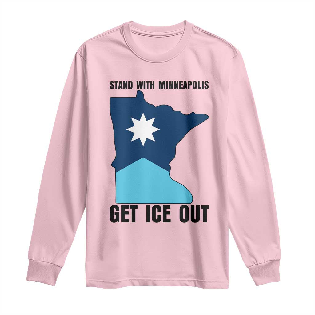 Stand With Minneapolis Long Sleeve Shirt Social Justice Support TS12 Light Pink Print Your Wear