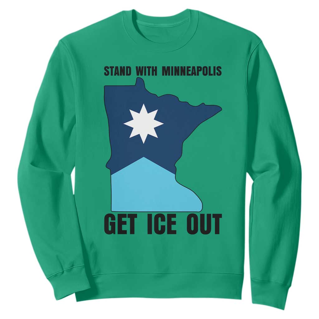 Stand With Minneapolis Sweatshirt Social Justice Support TS12 Irish Green Print Your Wear